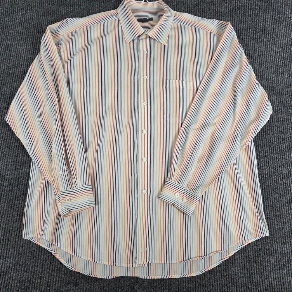 Johnston & Murphy Mens XXL Multi Stripe Dress Shirt Button Down Long Sleeve